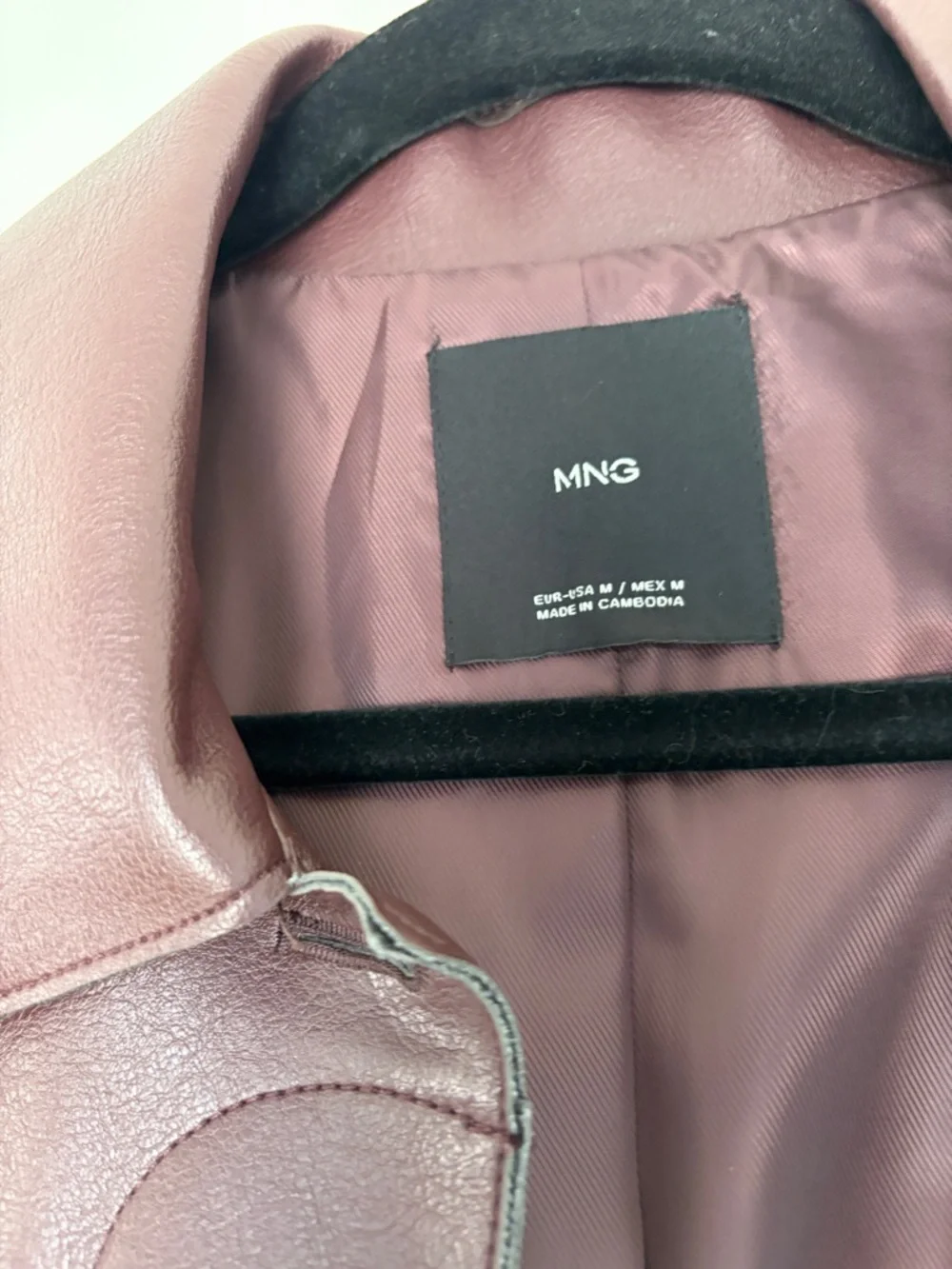 Mango Cropped faux Leather Jacket in Deep Burgundy M perfect - Picture 2 of 3